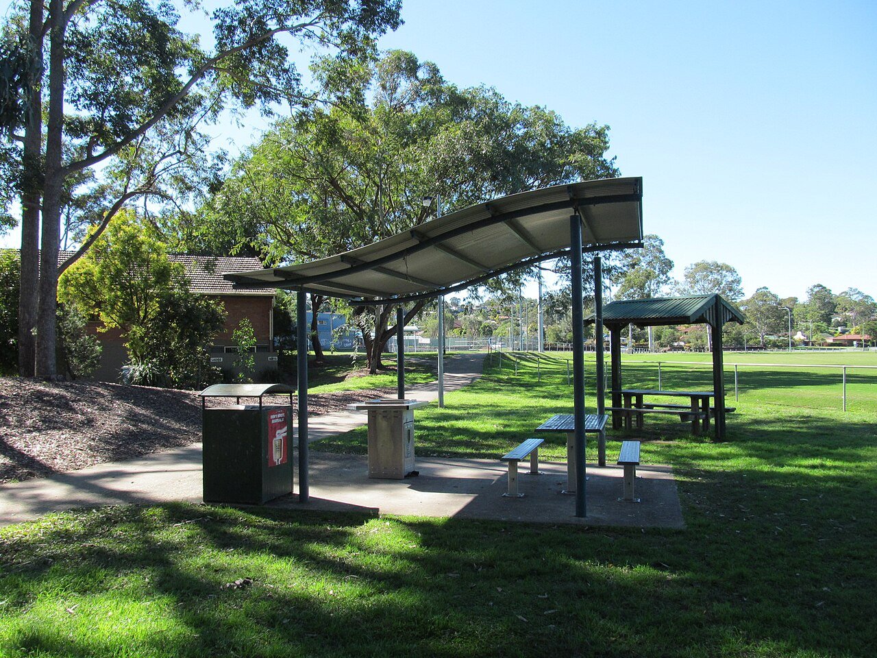 Sheltered barbecue area at Leslie Patrick Park