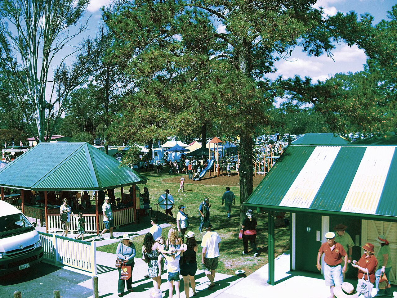 Marquees on the Village Green, Logan Village, on Settlers Day