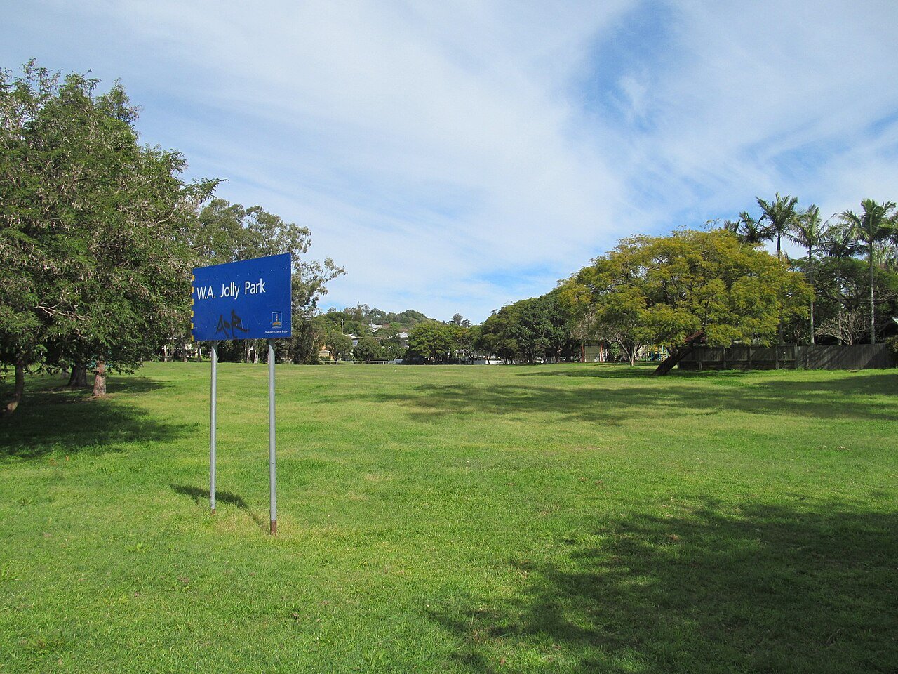 Open lawn at W.A. Jolly Park, Lutwyche