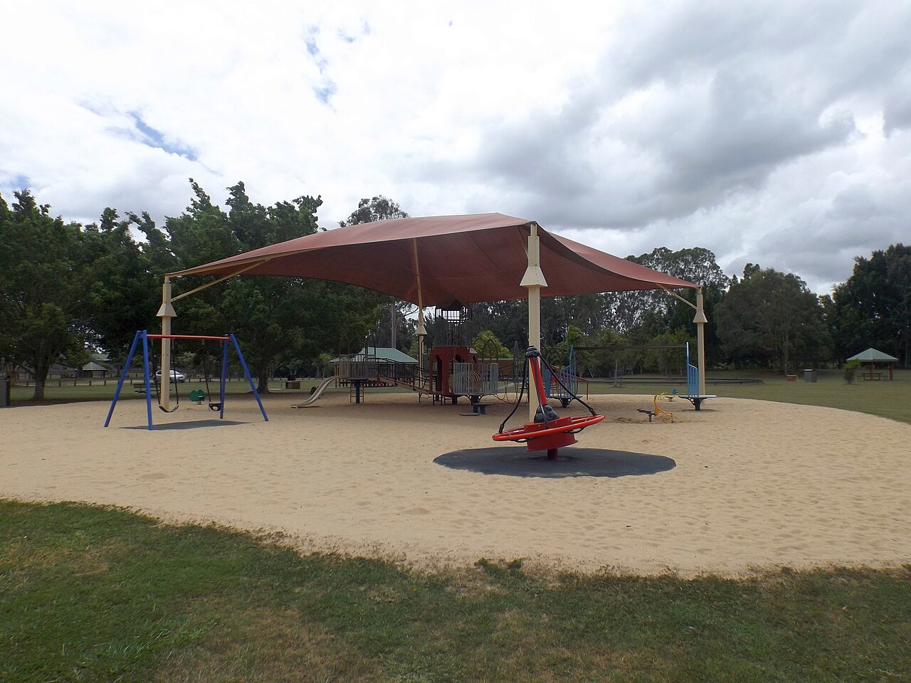 Playground with shade sail at Alexander Clark Park