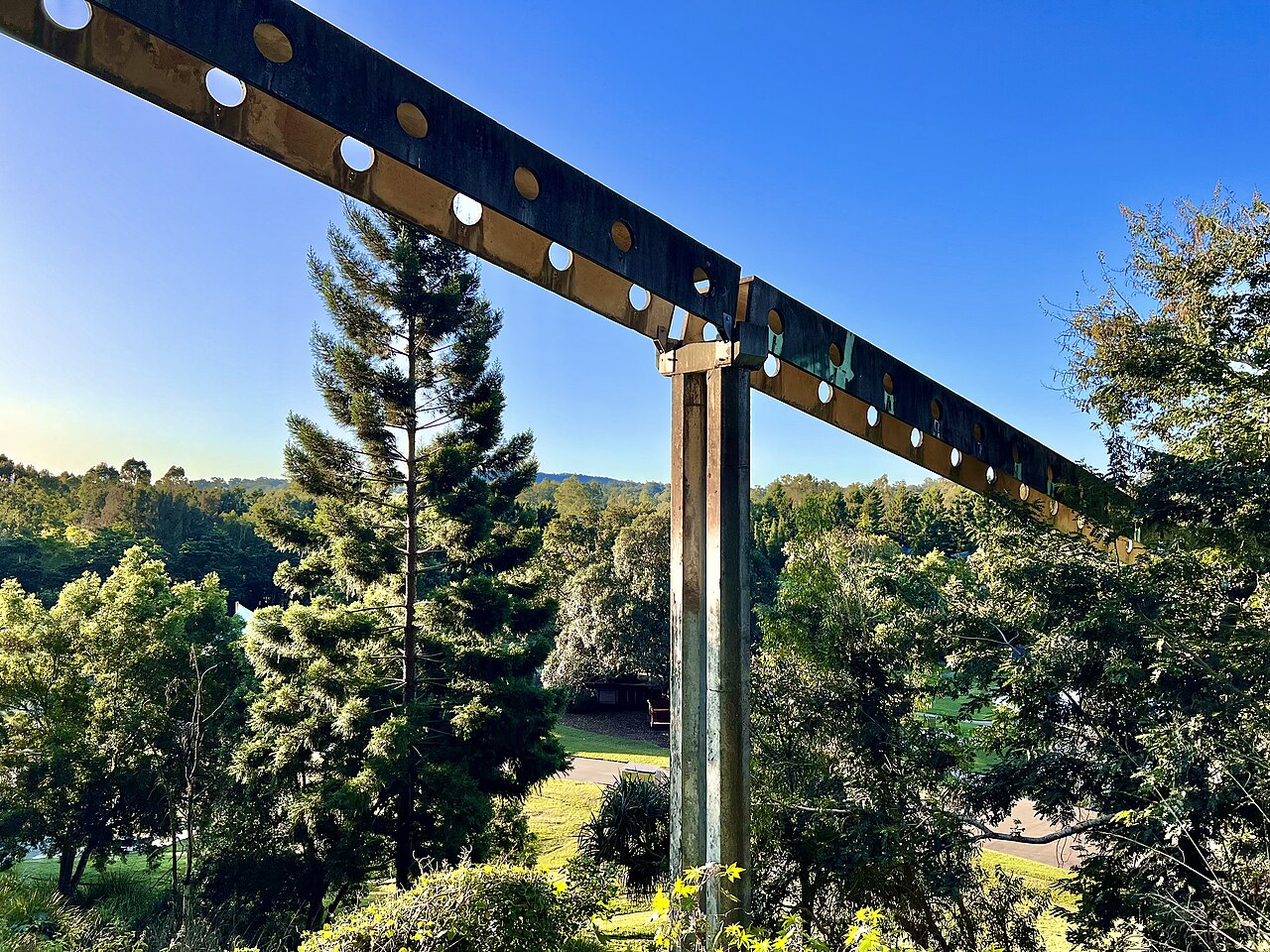 Former conveyor of Queensland Cement and Lime Company in Rocks Riverside Park, Brisbane, 2022,