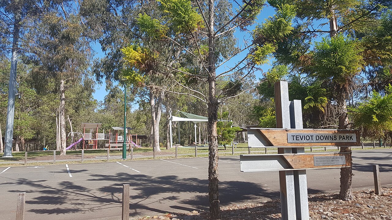 Playground and car park at Teviot Downs Park, New Beith